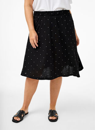 Zizzi 2-pack kjol i viskos, Black / Black W. dot, Model image number 3