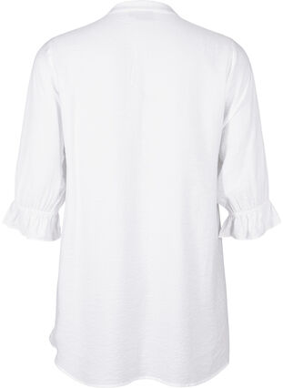 Zizzi Lång viskosskjorta med spetsdetalj, Bright White, Packshot image number 1