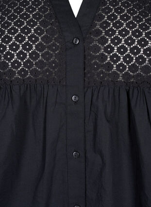 Zizzi FLASH – Skjorta med virkad detalj, Black, Packshot image number 2