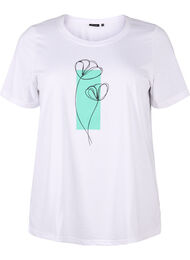 FLASH - T-shirt med motiv, Bright White Flower