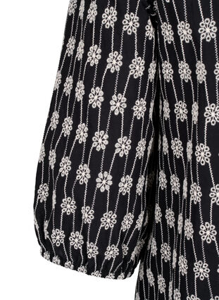 Zizzi Skjortblus i bomull med blommönster, Black, Packshot image number 3