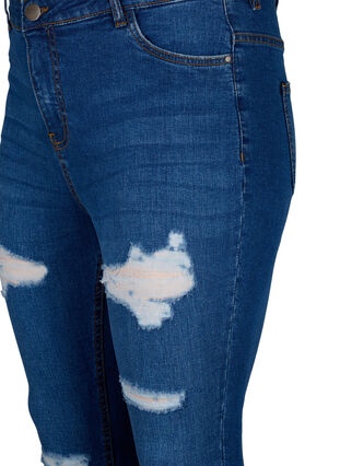 Zizzi Slim fit-jeans med nötta detaljer, Blue Denim, Packshot image number 2