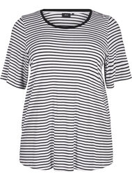 Randig T-shirt i lyocell med rund hals, B White Black St