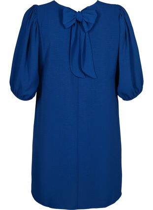 Zizzi Kort klänning med rosett baktill, Estate Blue, Packshot image number 1