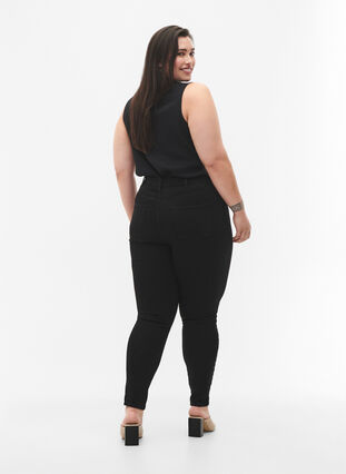 Zizzi Amy jeans med hög midja och super slim passform, Black, Model image number 1