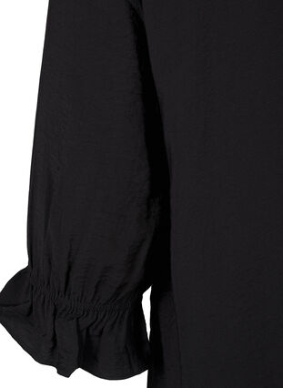 Zizzi Lång viskosskjorta med spetsdetalj, Black, Packshot image number 3