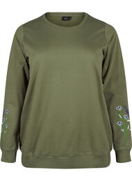 Sweatshirt med broderade blommor, D. L. Green W. emb.