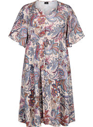 Kortärmad klänning i viskos med paisleymönster, Sand Do. Paisley AOP