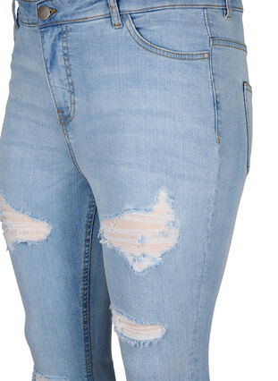 Zizzi Slim fit-jeans med nötta detaljer, Light Blue, Packshot image number 2