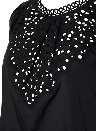 Zizzi Blus med anglaise broderi och 1/2 ärmar, Black, Packshot image number 2