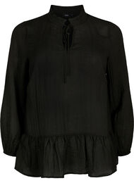 Långärmad blus med peplum, Black