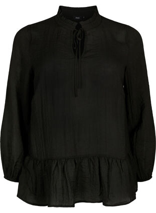 Zizzi Viskosblus med peplum, Black, Packshot image number 0