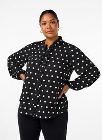 Prickig skjorta med volanger, Black W. White Dot, Model