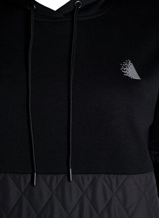 Zizzi Sweatshirt med huva och quilt, Black, Packshot image number 2