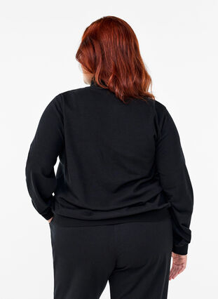 Zizzi Sweatshirt med hög hals och dragkedja, Black, Model image number 1