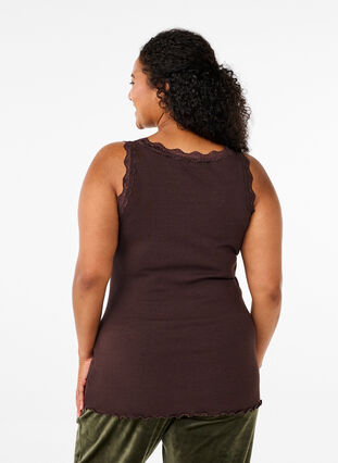 Zizzi Top with lace trim, Molé, Model image number 1