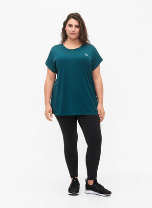 Zizzi Kortärmad t-shirt för träning, Deep Teal, Model image number 2