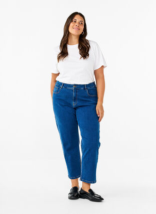 Zizzi Beskurna Vera jeans med rak passform, Blue Denim, Model image number 0