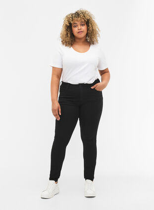 Zizzi Super slim Amy jeans med hög midja, Black, Model image number 0