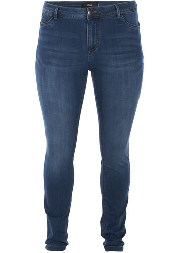 Zizzi Extra slim Amy jeans med hög midja, Blue d. washed, Packshot image number 0