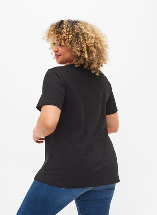 Zizzi Enfärgad bas-t-shirt i bomull, Black, Model image number 1