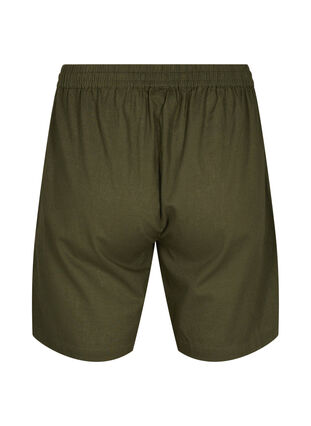 Zizzi Lösa shorts i bomullsblandning med linne, Forest Night, Packshot image number 1