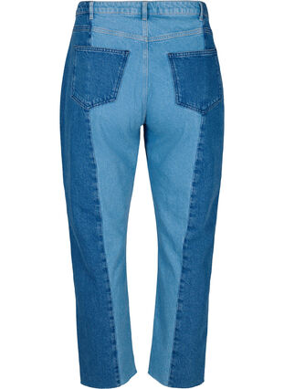Zizzi Croppade Vera jeans med colour block, Blue denim, Packshot image number 1