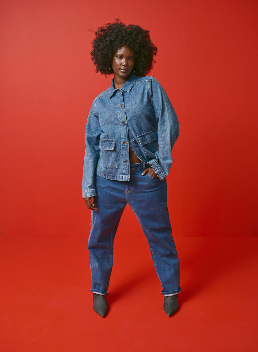 Skjortjacka i denim med fickor, Blue Denim, Image