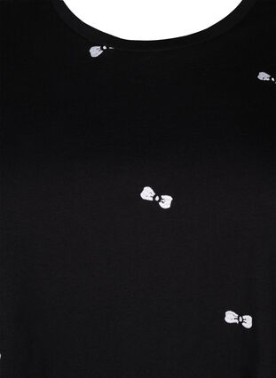 Zizzi T-shirt i ekologisk bomull med rosetter., Black W. Bow Emb. , Packshot image number 2