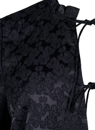 Zizzi Kortärmad knytbandsblus i jacquard, Black, Packshot image number 2