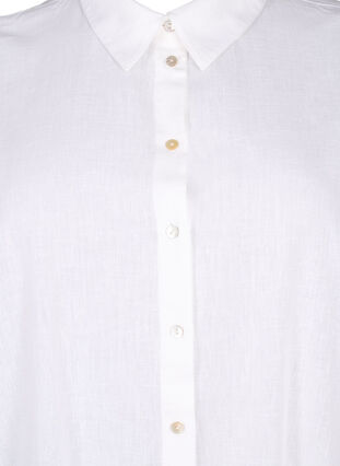 Zizzi Lång skjorta i bomullsblandning med linne, Bright White, Packshot image number 2