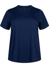 Enkel t-shirt i bomull med rund halsringning, Navy Blazer