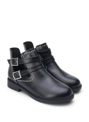 Zizzi Wide fit - Ankelboots med nitar, Black, Packshot image number 1