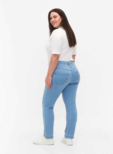 Zizzi Emily jeans med smal passform och normal midja, Ex Lt Blue, Model image number 1