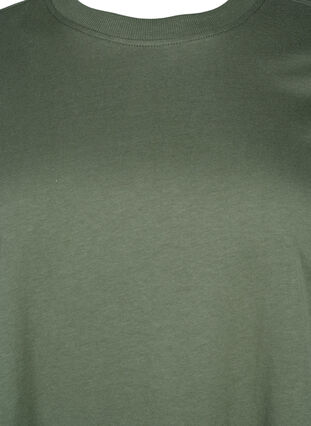 Zizzi Enkel t-shirt i bomull med rund halsringning, Thyme, Packshot image number 2