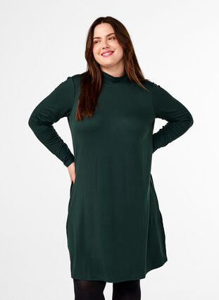 Zizzi FLASH - Långärmad klänning med turtleneck, Scarab, Model image number 0