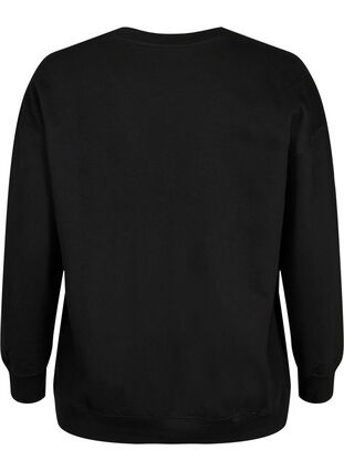 Zizzi Sweatshirt med broderad text, Black Copenhagen , Packshot image number 1