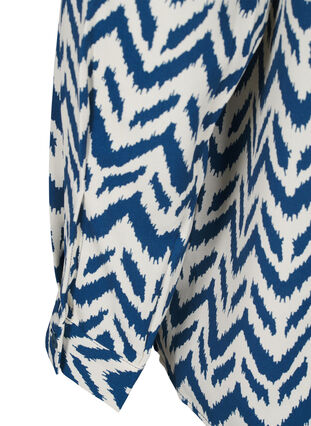 Zizzi Långärmad skjortblus med V-ringning, OFF WHITE ZIG ZAG, Packshot image number 4