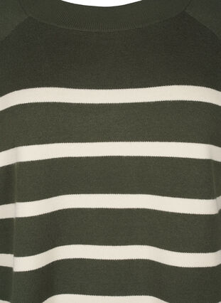 Zizzi Randig stickad blus med rund hals, D. Bag Birch Stripe, Packshot image number 2