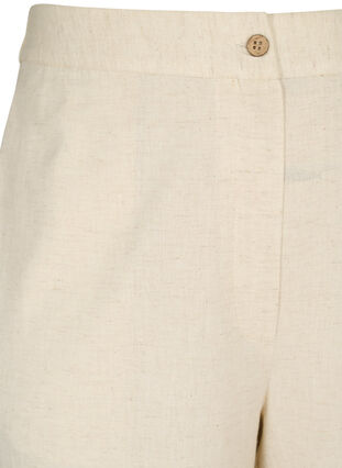 Zizzi Byxor med hög midja i bomull och linne, Whitecap Gray, Packshot image number 2