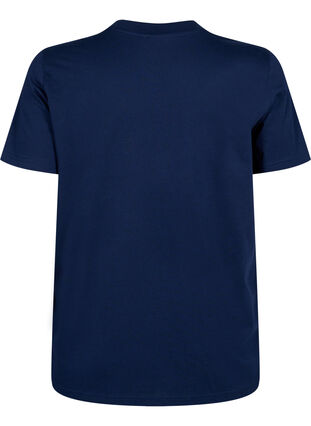 Zizzi Enkel t-shirt i bomull med rund halsringning, Navy Blazer, Packshot image number 1