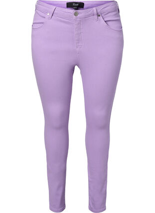 Zizzi Högmidjade Amy jeans med super slim passform, Lavender, Packshot image number 0