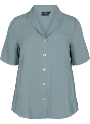 Zizzi Skjorta i viskos med korta ärmar, Balsam Green, Packshot image number 0
