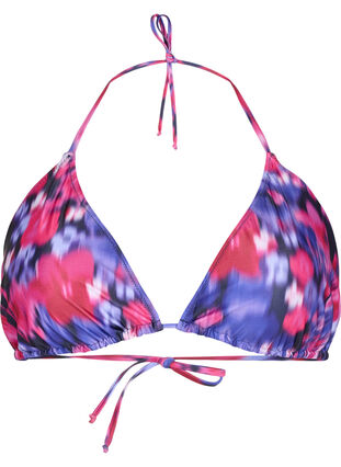 Zizzi Triangel-bikinibehå med tryck, Pink Flower AOP, Packshot image number 0