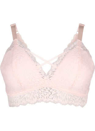 Zizzi Bralette med snördetalj och mjuk vaddering, Peach Blush, Packshot image number 0