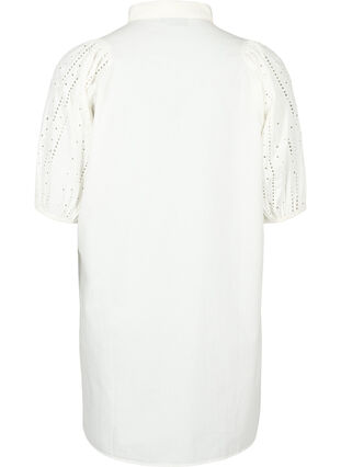 Zizzi Skjortklänning i bomull med broderi anglaise, Off White, Packshot image number 1