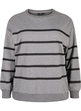 Zizzi Sweatshirt med ränder, MGM w. Black Stripe, Packshot image number 0