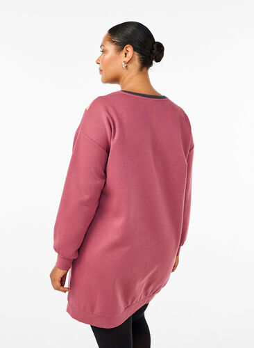 Zizzi Lång sweatshirt med färgblock, Rose B. Color Block, Model image number 1