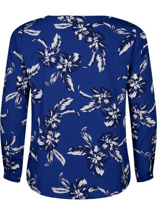 Zizzi FLASH - Långärmad blus med tryck, Navy Blazer Flower, Packshot image number 1