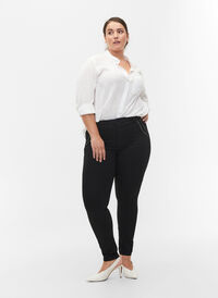 Super slim Amy jeans med snörning fram, Black, Model